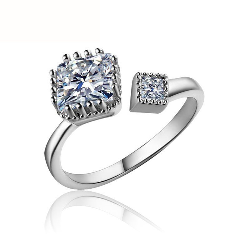 925 Silver Plated Adjustable Austrian Crystal Ring M01719