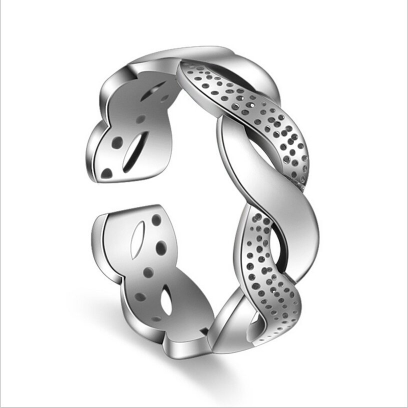 925 Silver Plated Austrian Crystal Adjustable Ring M01736