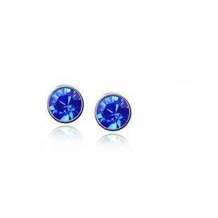 925 Silver Plated Austrian Crystal Blue Earrings M01973