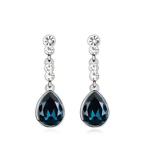 925 Silver Plated Austrian Crystal Green Earrings M01969