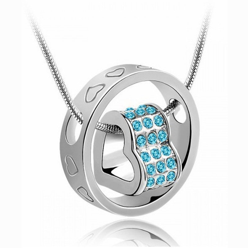 925 Silver Plated Austrian Crystal Green Necklace M02179