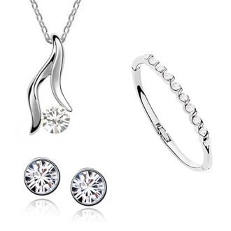 925 Silver Plated Austrian Crystal Jewelry Set M01957