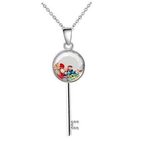925 Silver Plated Austrian Crystal Key Necklace M01664