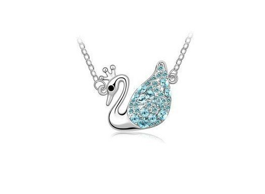 925 Silver Plated Austrian Crystal Ocean Blue Necklace M02060