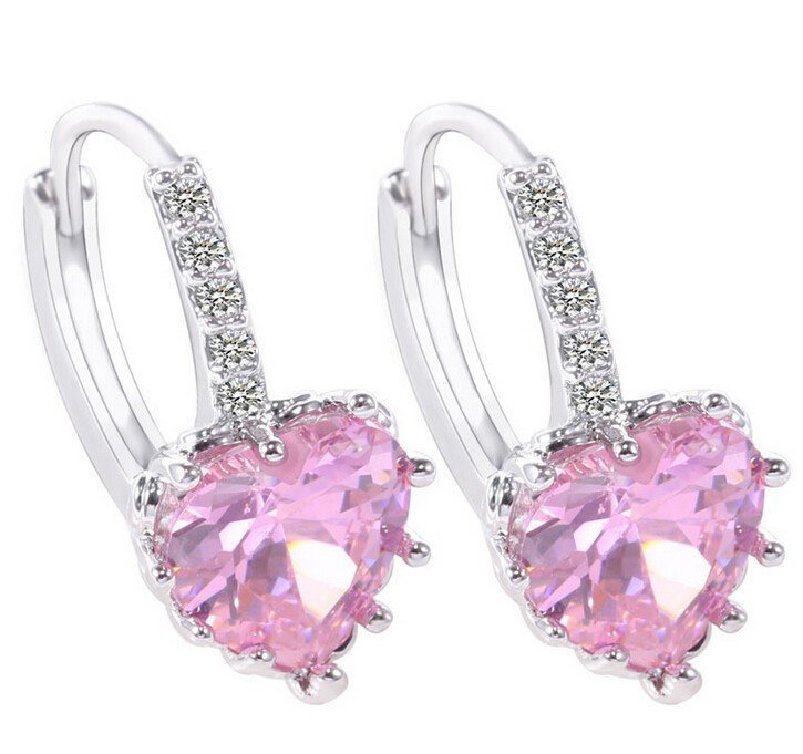 925 Silver Plated Austrian Crystal Pink Earrings M01687