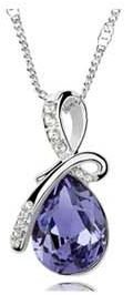 925 Silver Plated Austrian Crystal Purple Necklace M02162