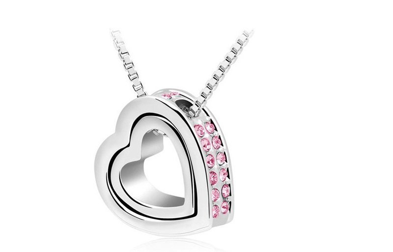 925 Silver Plated Austrian Crystal Rose Necklace M01980