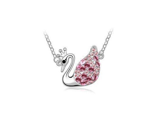 925 Silver Plated Austrian Crystal Rose Necklace M02058