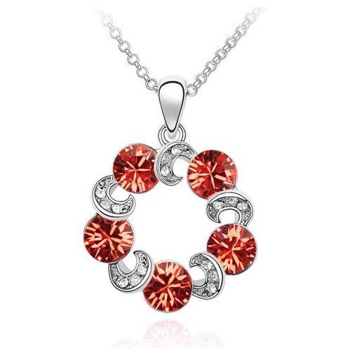 925 Silver Plated Austrian Crystal Rose Necklace M02075