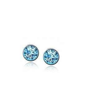 925 Silver Plated Austrian Crystal Sea Blue Earrings M01972