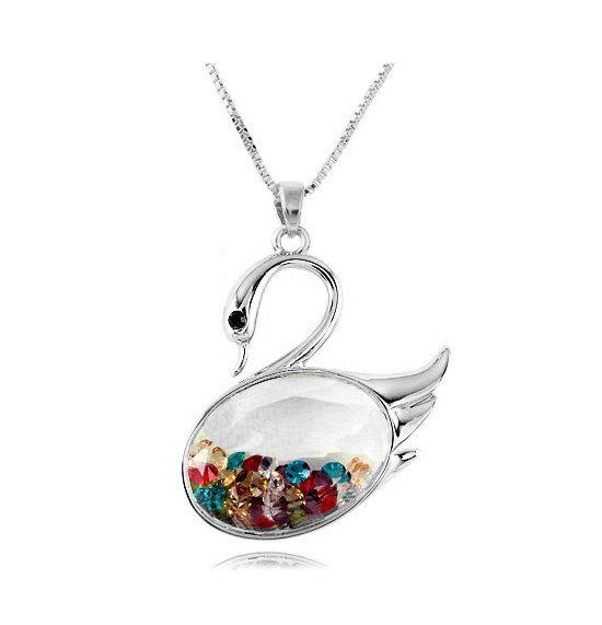 925 Silver Plated Austrian Crystal Swan Necklace M02098