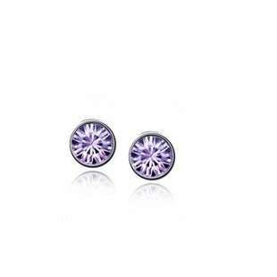 925 Silver Plated Austrian Crystal Violet Earrings M01974