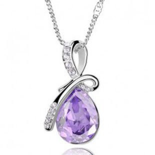 925 Silver Plated Austrian Crystal Violet Necklace M02164