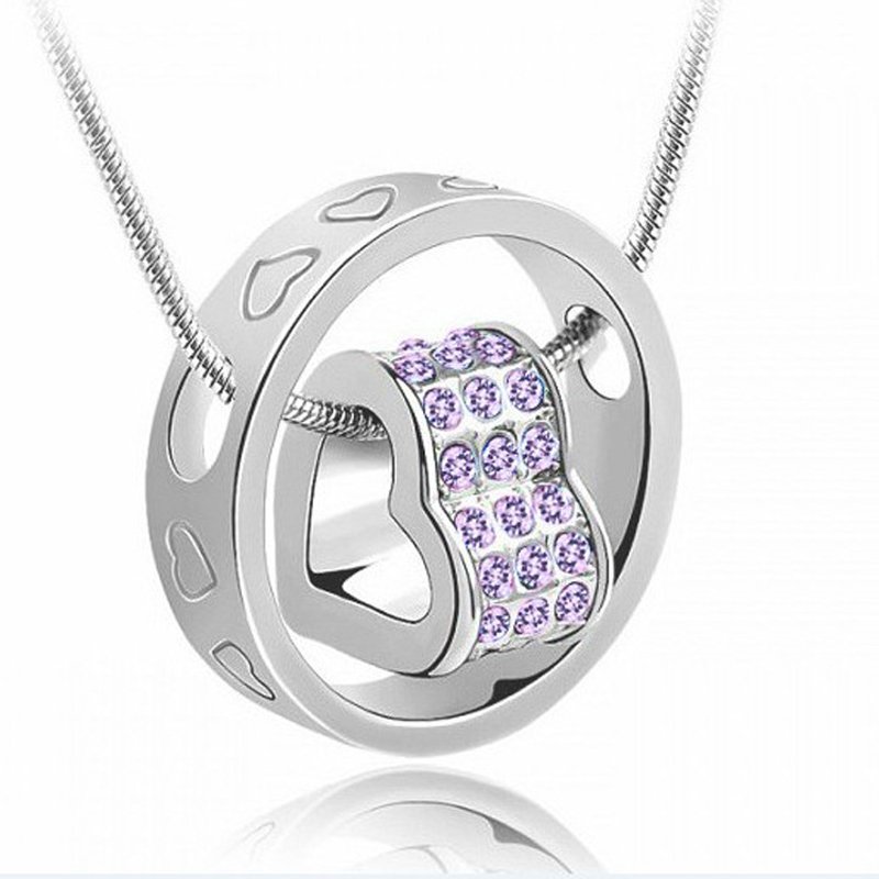 925 Silver Plated Austrian Crystal Violet Necklace M02180