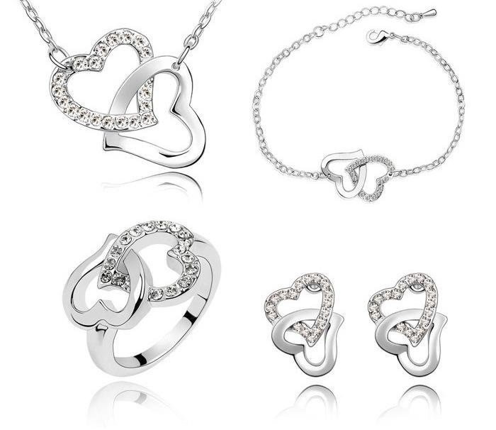 925 Silver Plated Austrian Crystals Jewelry Set M02017