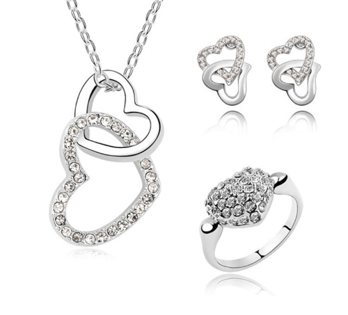 925 Silver Plated Austrian Crystals Jewelry Set M02029