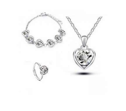 925 Silver Plated Austrian Crystals Jewelry Set M02035