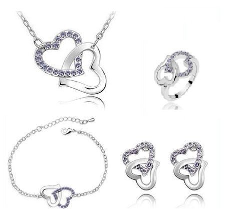 925 Silver Plated Austrian Crystals Purple Jewelry Set M02019