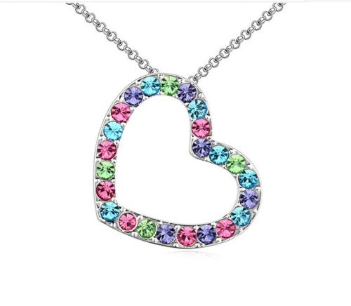 925 Silver Plated Colorfull Rhinestones Necklace M02030