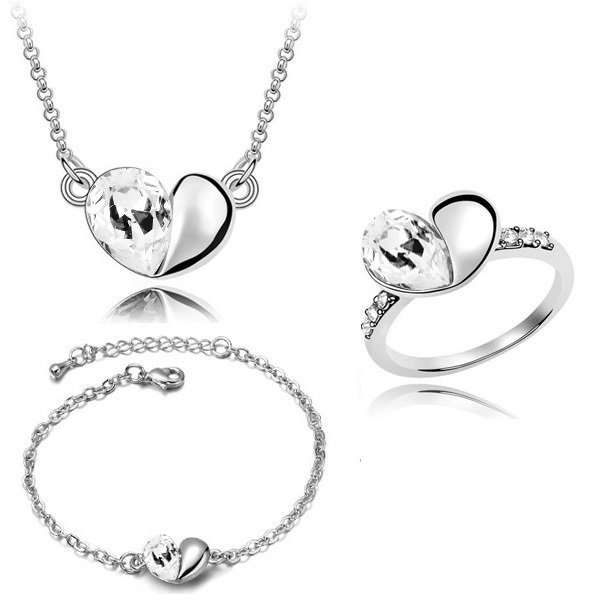 925 Silver Plated Heart Jewelry Set M02051