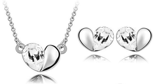 925 Silver Plated Heart Jewelry Set M02052