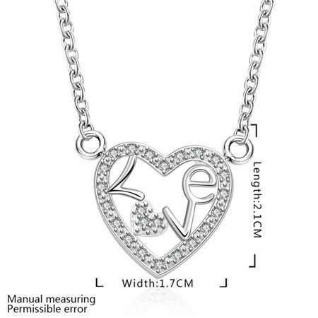 925 Silver Plated LOVE Heart Necklace M01662