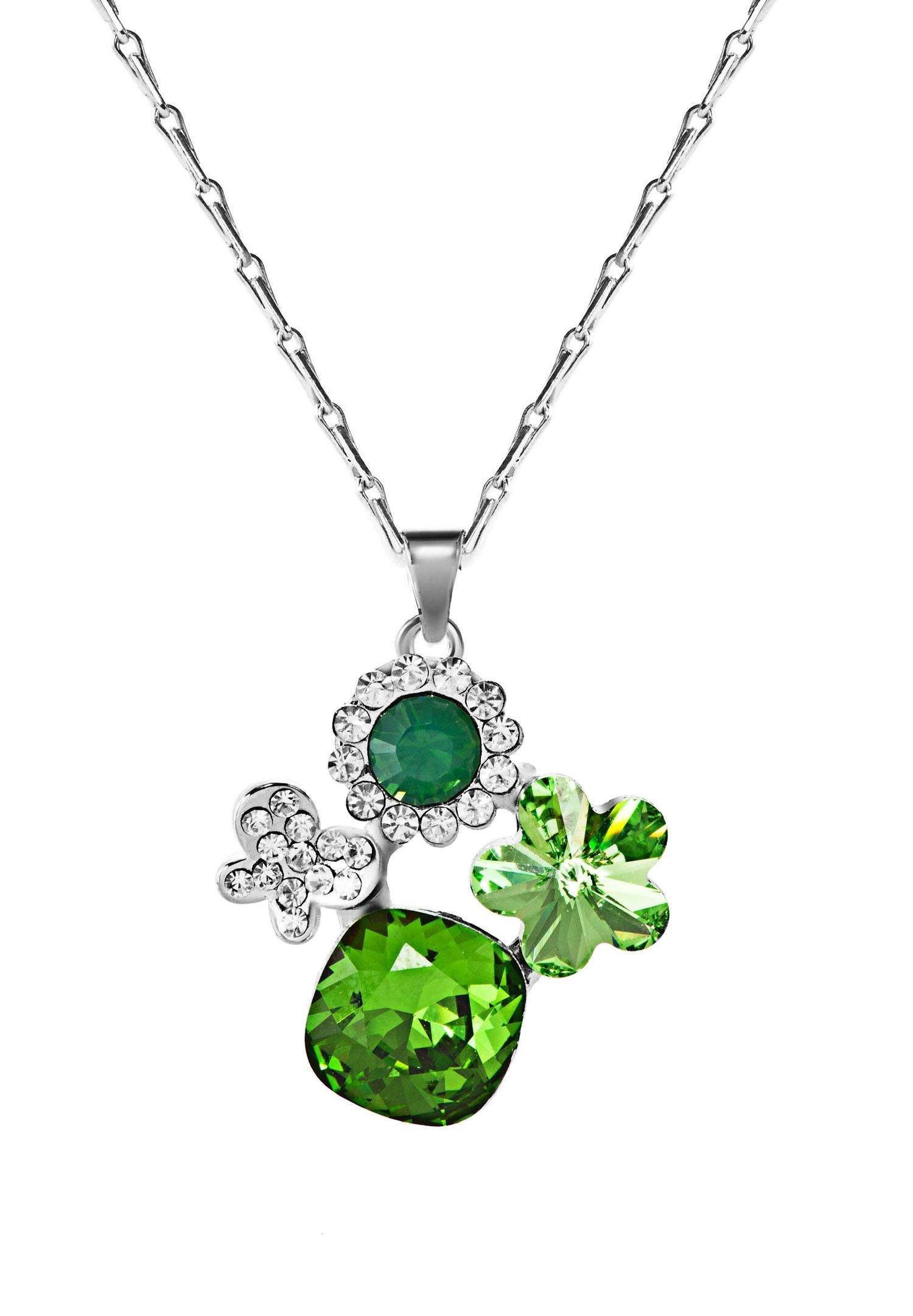 925 Silver Plated Original Swarovski Green Necklace M02111