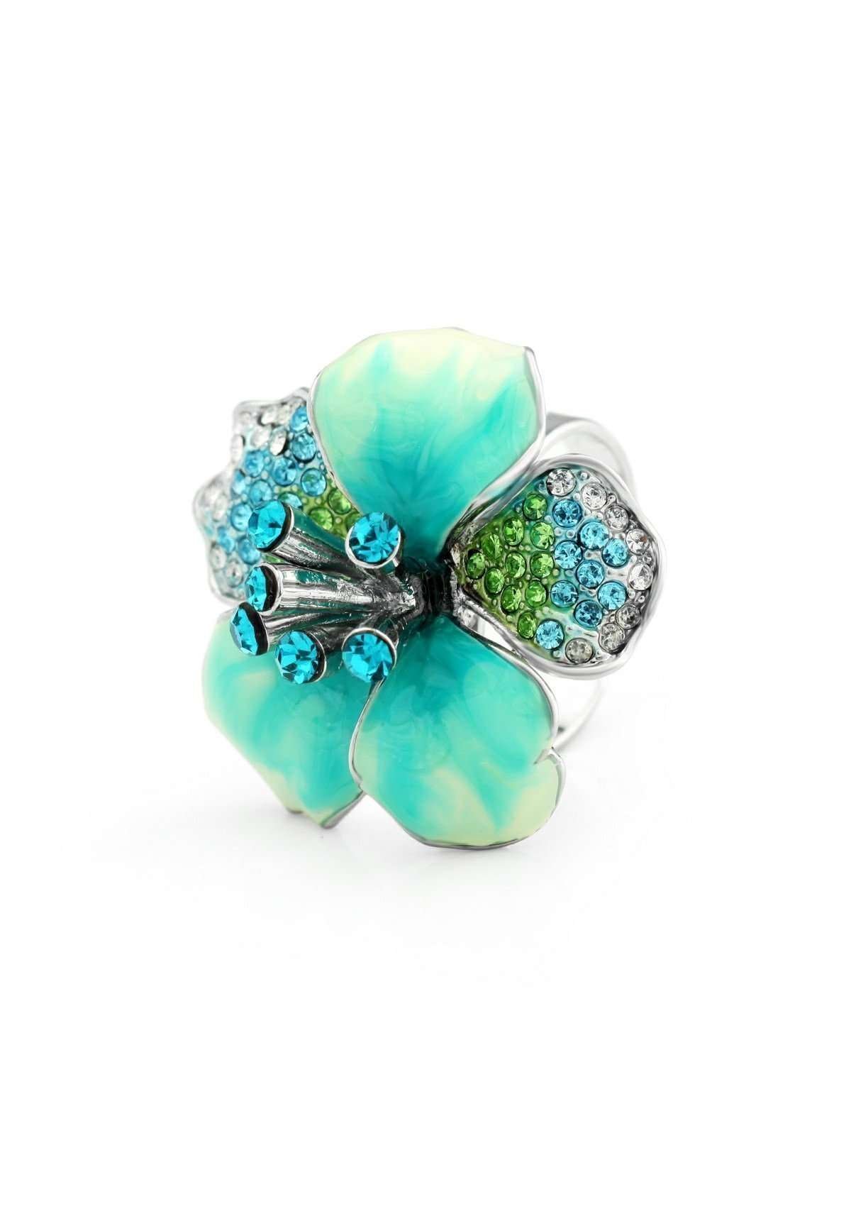 925 Silver Plated Original Swarovski Green Ring M02128