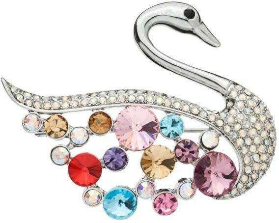 925 Silver Plated Original Swarovski Multi Color Brooch M02126