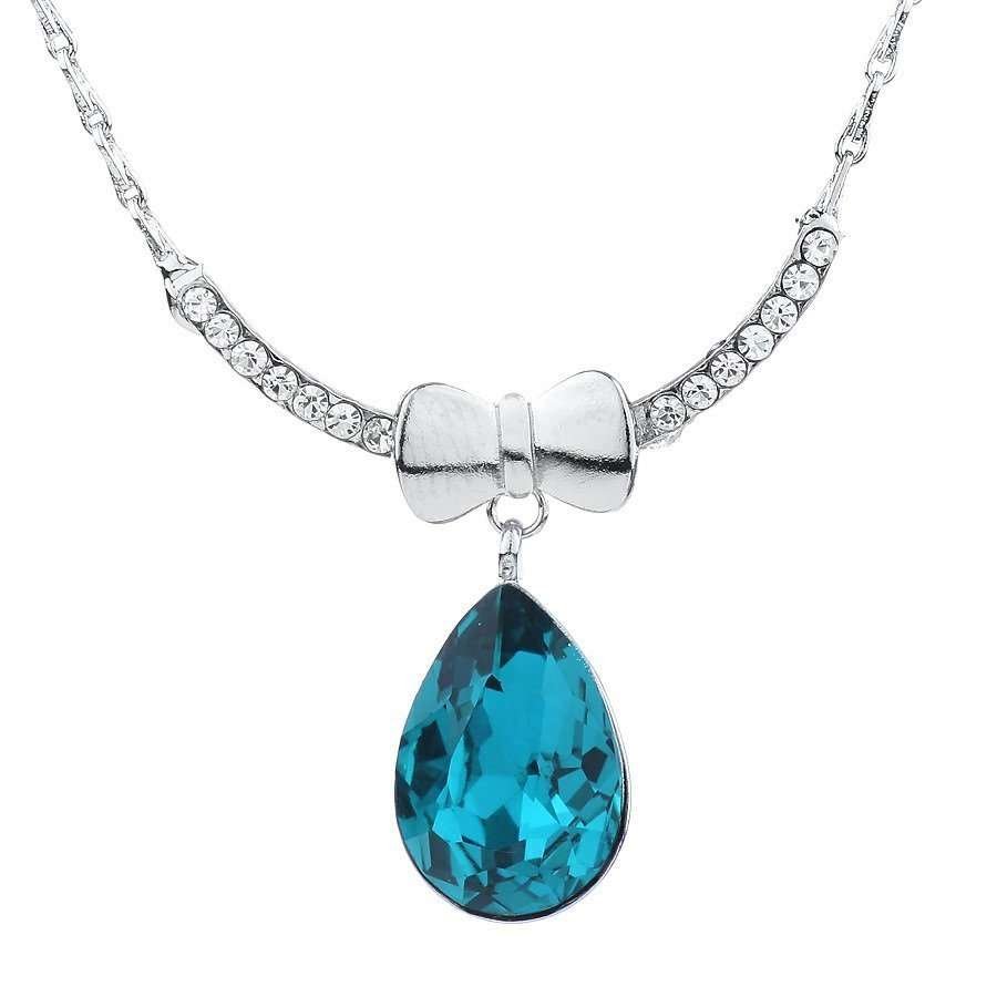 925 Silver Plated Original Swarovski Ocean Blue Necklace M02115
