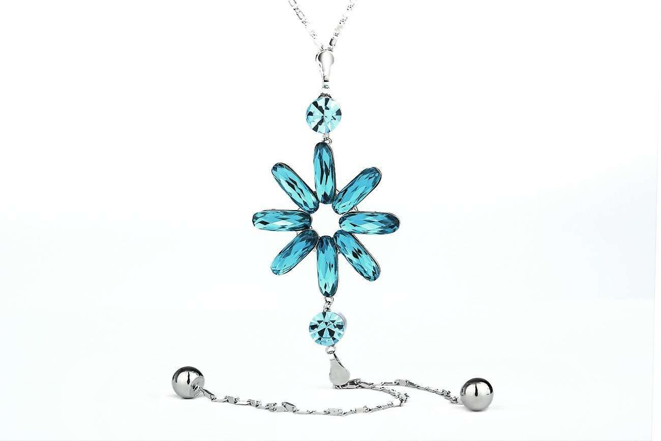 925 Silver Plated Original Swarovski Ocean Blue Necklace M02117