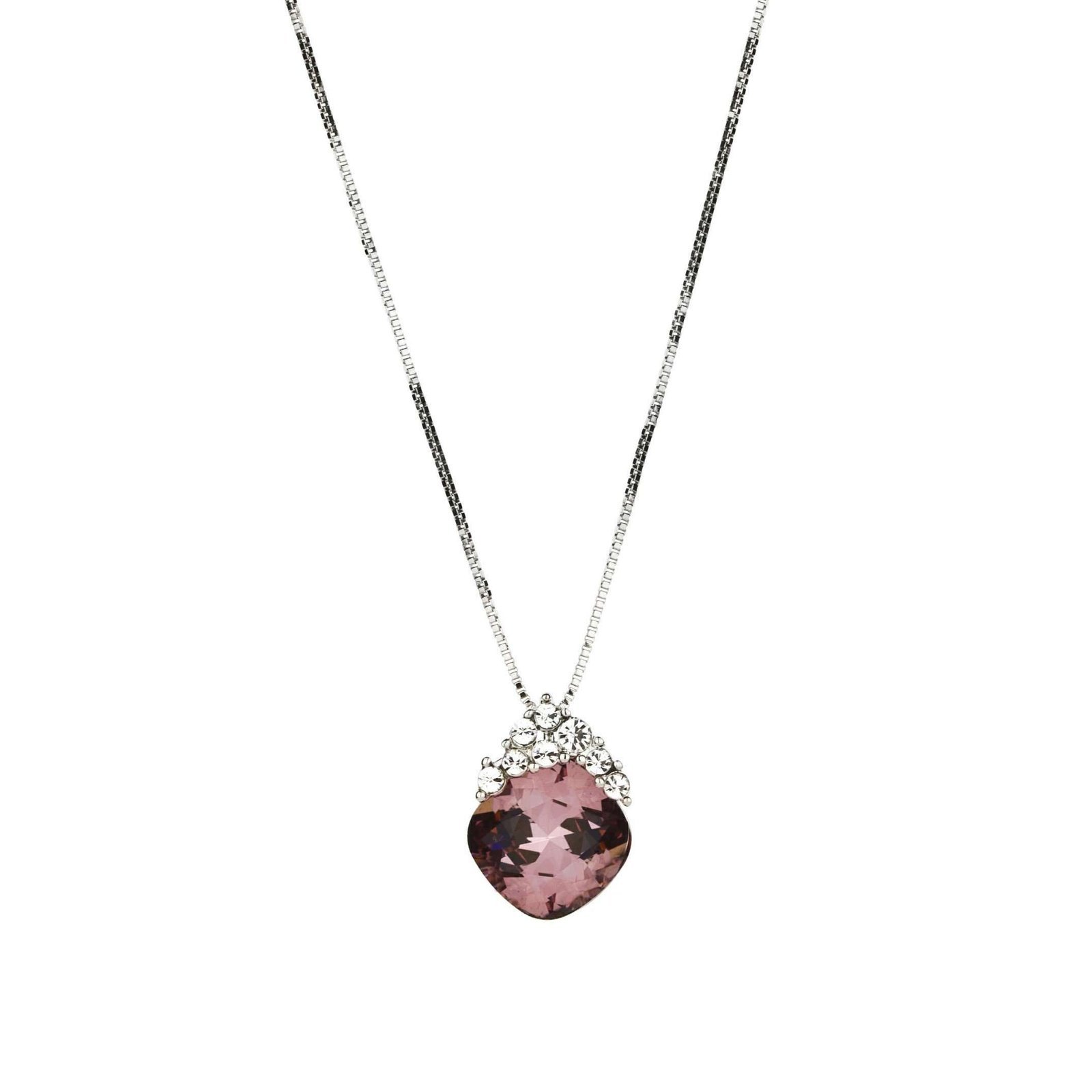 925 Silver Plated Original Swarovski Pink Necklace M02132