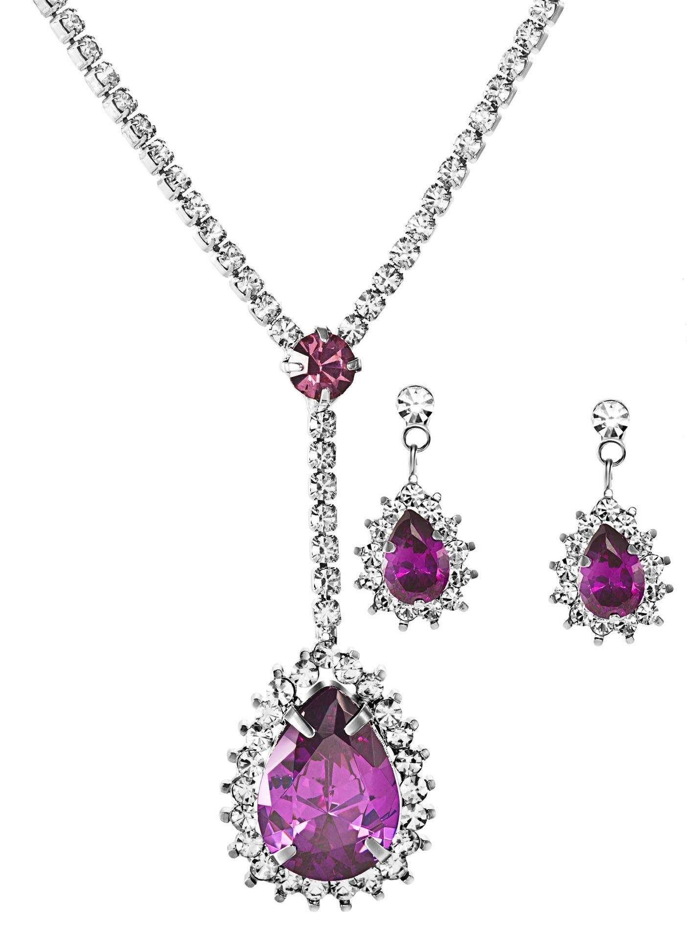925 Silver Plated Original Swarovski Purple Jewelry Set M02116