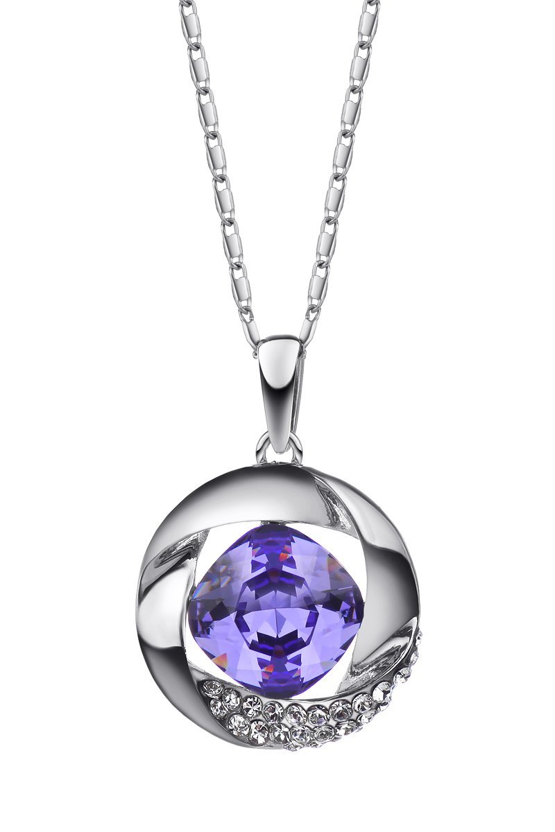 925 Silver Plated Original Swarovski Purple Necklace M02107
