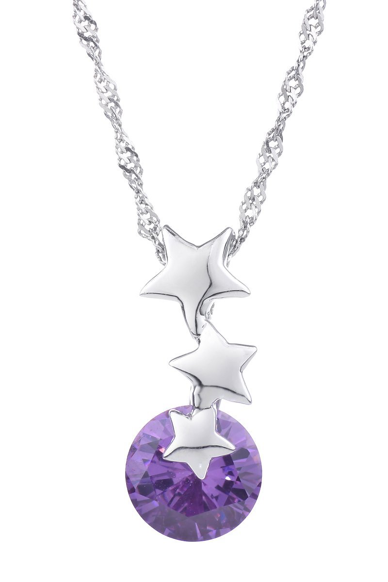925 Silver Plated Original Swarovski Purple Necklace M02123