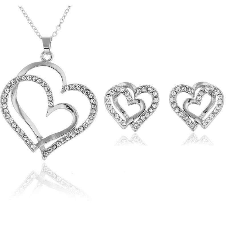 925 Silver Plated Rhinestones Jewelry Set M02021