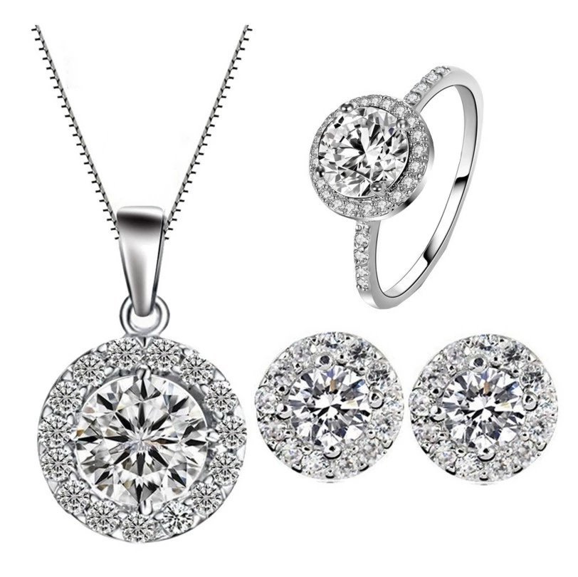 925 Silver Plated Zirconia Stone Jewelry Set M01692