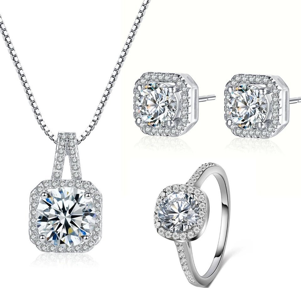 925 Silver Plated Zirconia Stone Jewelry Set M01694