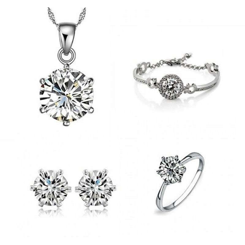 925 Silver Plated Zirconia Stone Jewelry Set M02024
