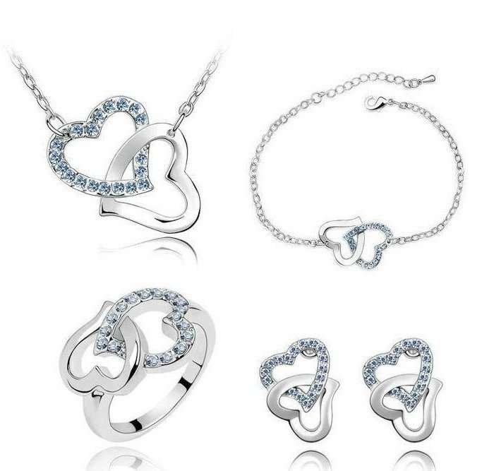 925 Silver Plated Austrian Crystals Light Blue Jewelry Set M02015