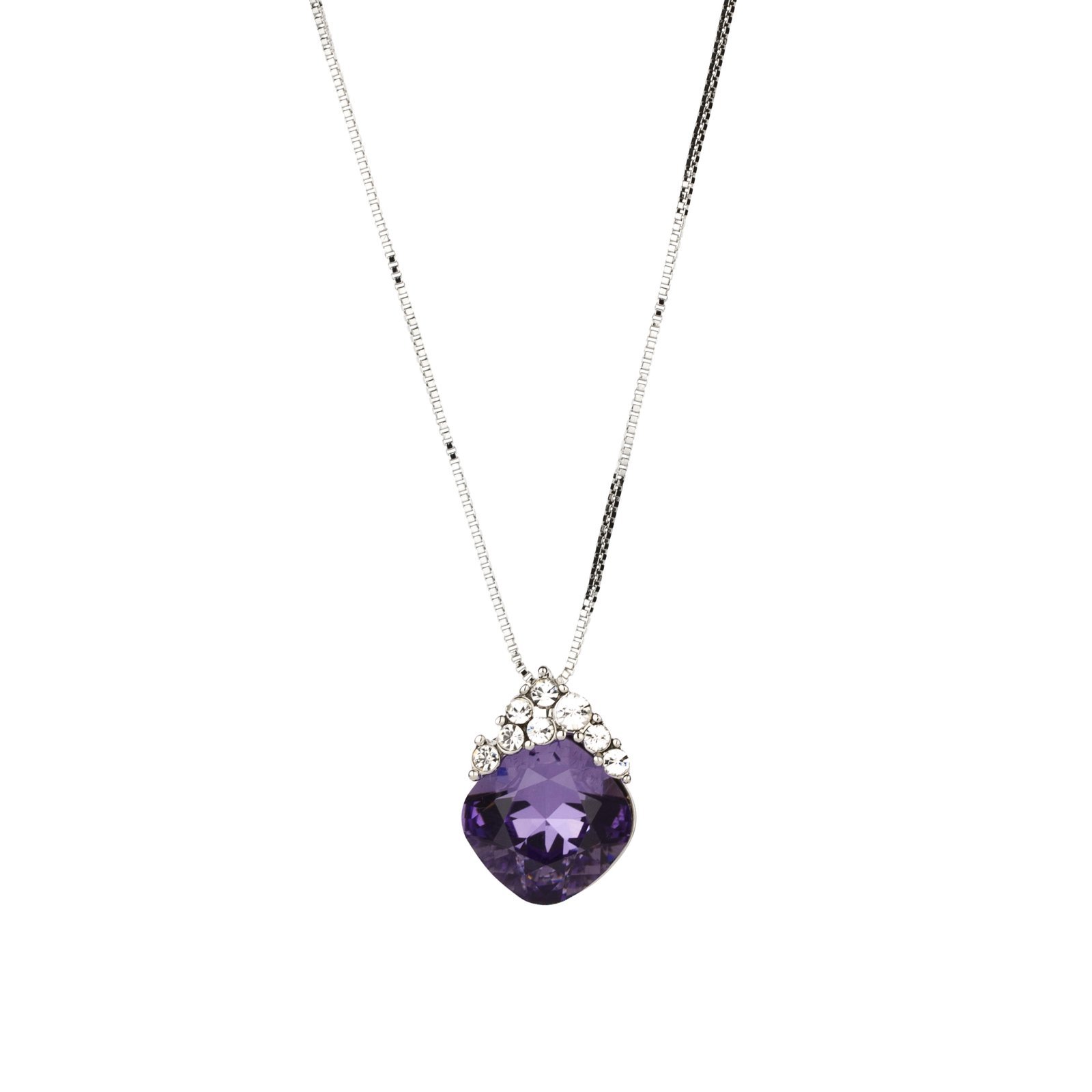 925 Silver Plated Original Swarovski Purple Necklace M02133