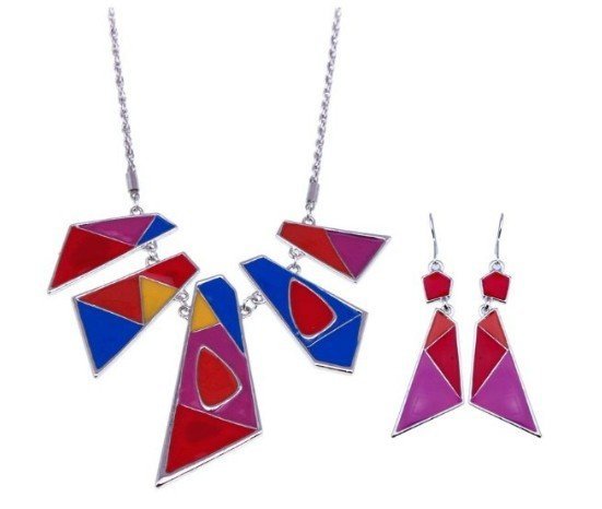 Alloy Nickle Free Enamel Red Jewelry Set M00388