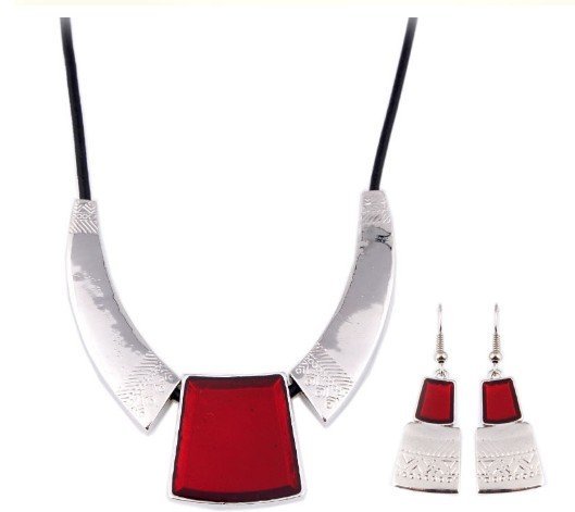 Alloy Nickle Free Enamel Red Jewelry Set M00404