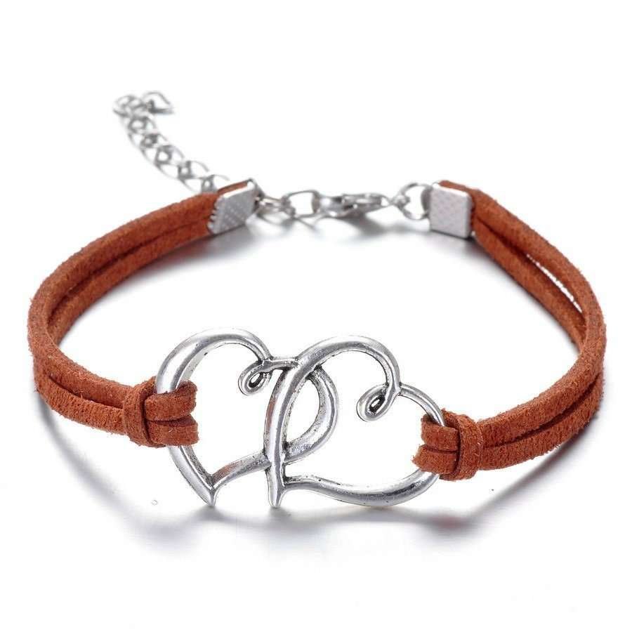 Double Heart leather Orange Bracelet M00733