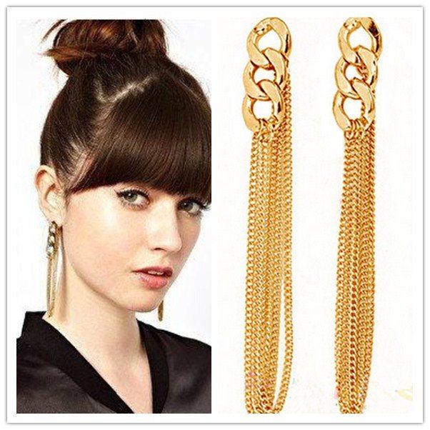 Fashion Gold Plated Long Chain Earrings M01372