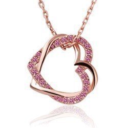 Gold Plated Heart Crystal Red Necklace M00457