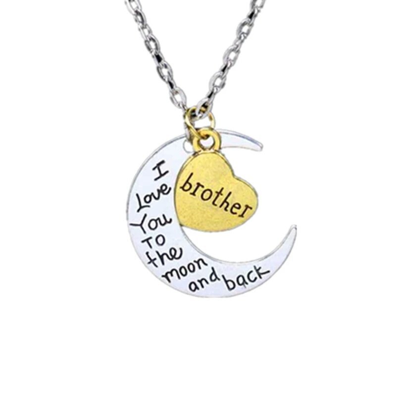 I Love You To The Moon and Back Brother Lover Necklace M01326