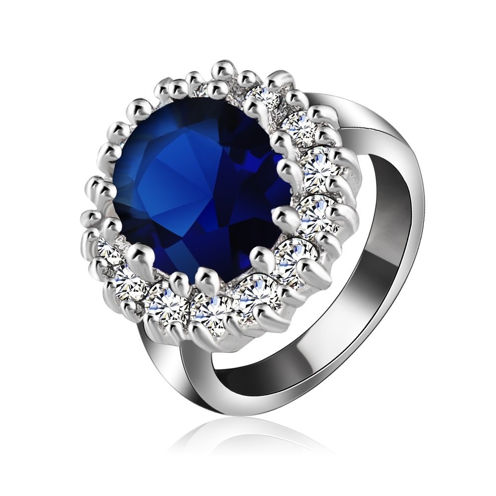 Platinum Gold Plated 3 Times Blue Ring M01930