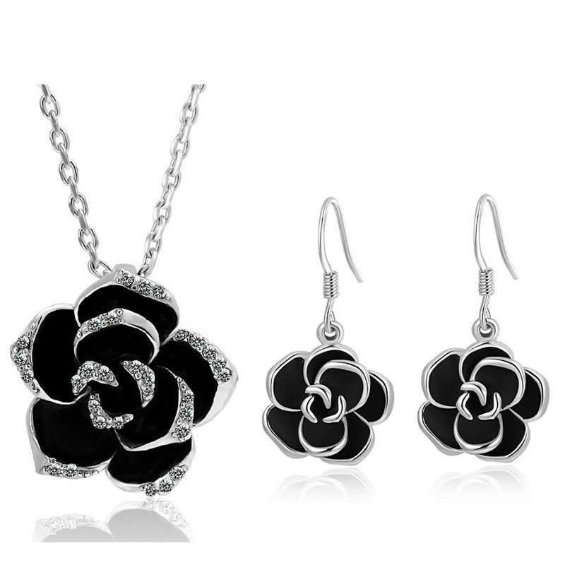 Platinum Plated 3 Times Austrian Crystal Enamel Jewellery Set M01667