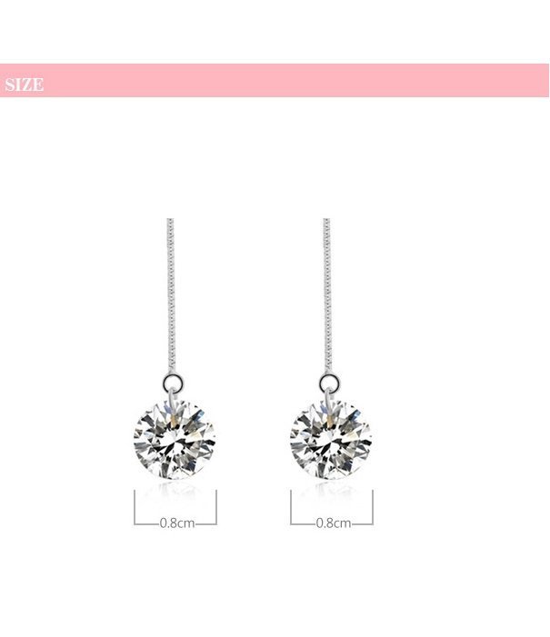 Platinum Plated 8 mm Swiss Cubic Zircon Long Earrings M01265